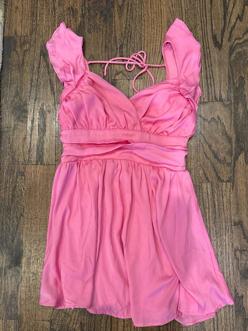 American Threads Pink Ruffle-Shoulder Babydoll Dress